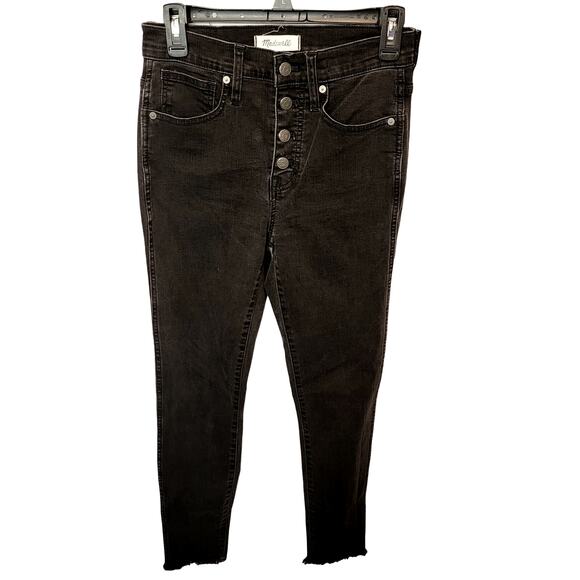 Madewell Washed Black 10 in High Waisted Button Fly Classic Skinny Jeans Size 25 - Picture 1 of 11